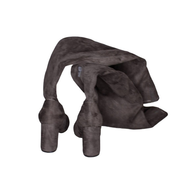 Marc Fisher Over The Knee Boots Stretch Fabric Gray Chunky Block Heel 6.5M - Picture 3 of 4